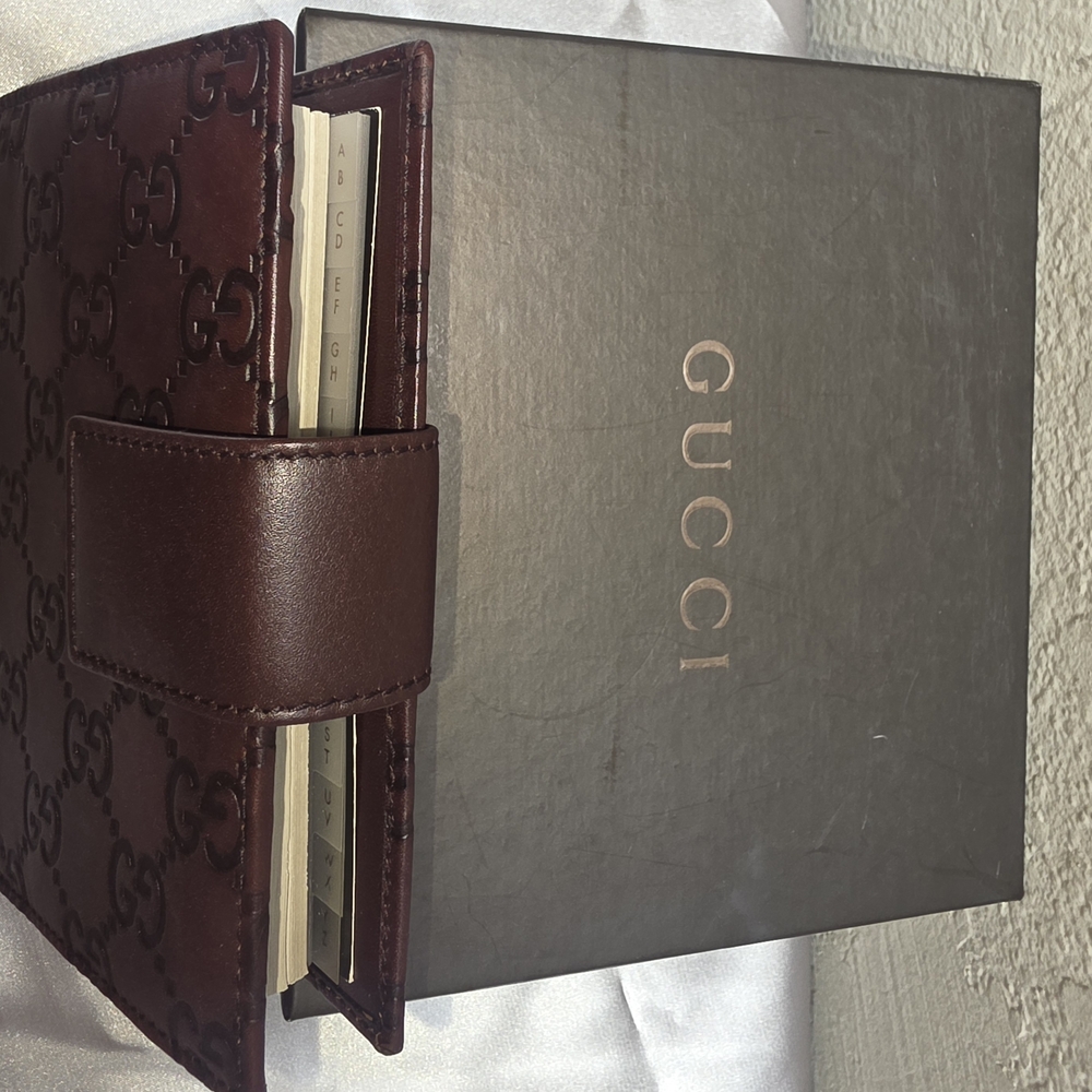 Gucci Burgundy Embossed GG Leather Agenda Cover